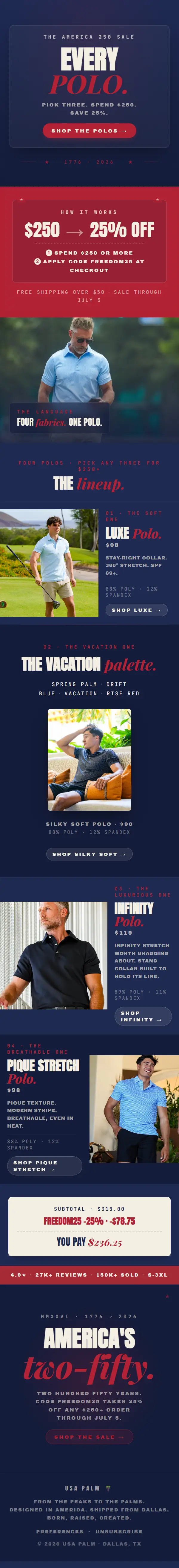 USA Palm campaign email: The Freedom Sale Day 2