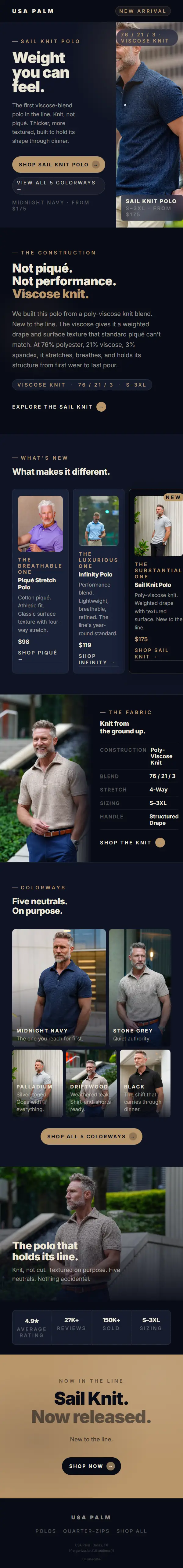 USA Palm campaign email: The Sail Knit Polo