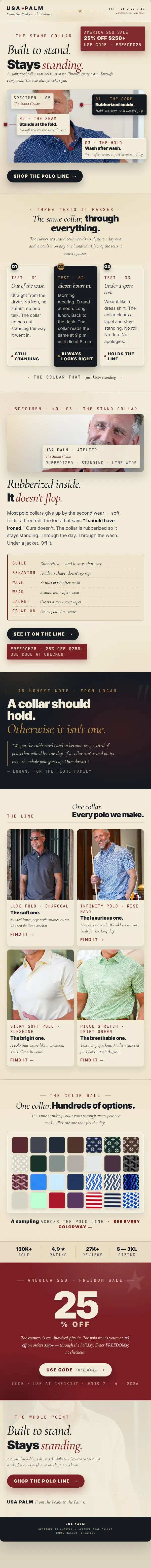 USA Palm campaign email: The Stand Collar